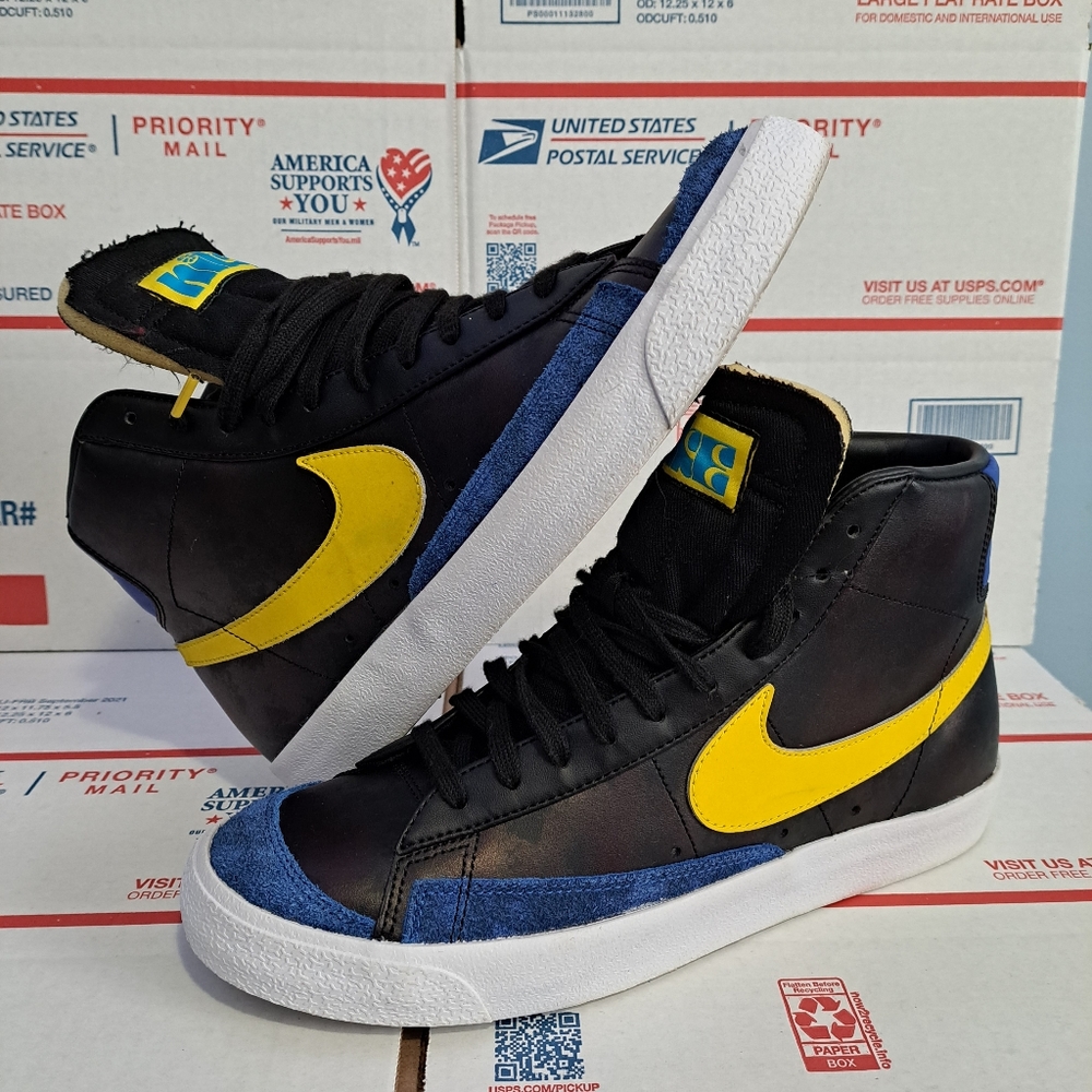 Nike Blazer Mid 77 Peace Love Basketball Black YellowShoes SZ 10.5 DC1414-001